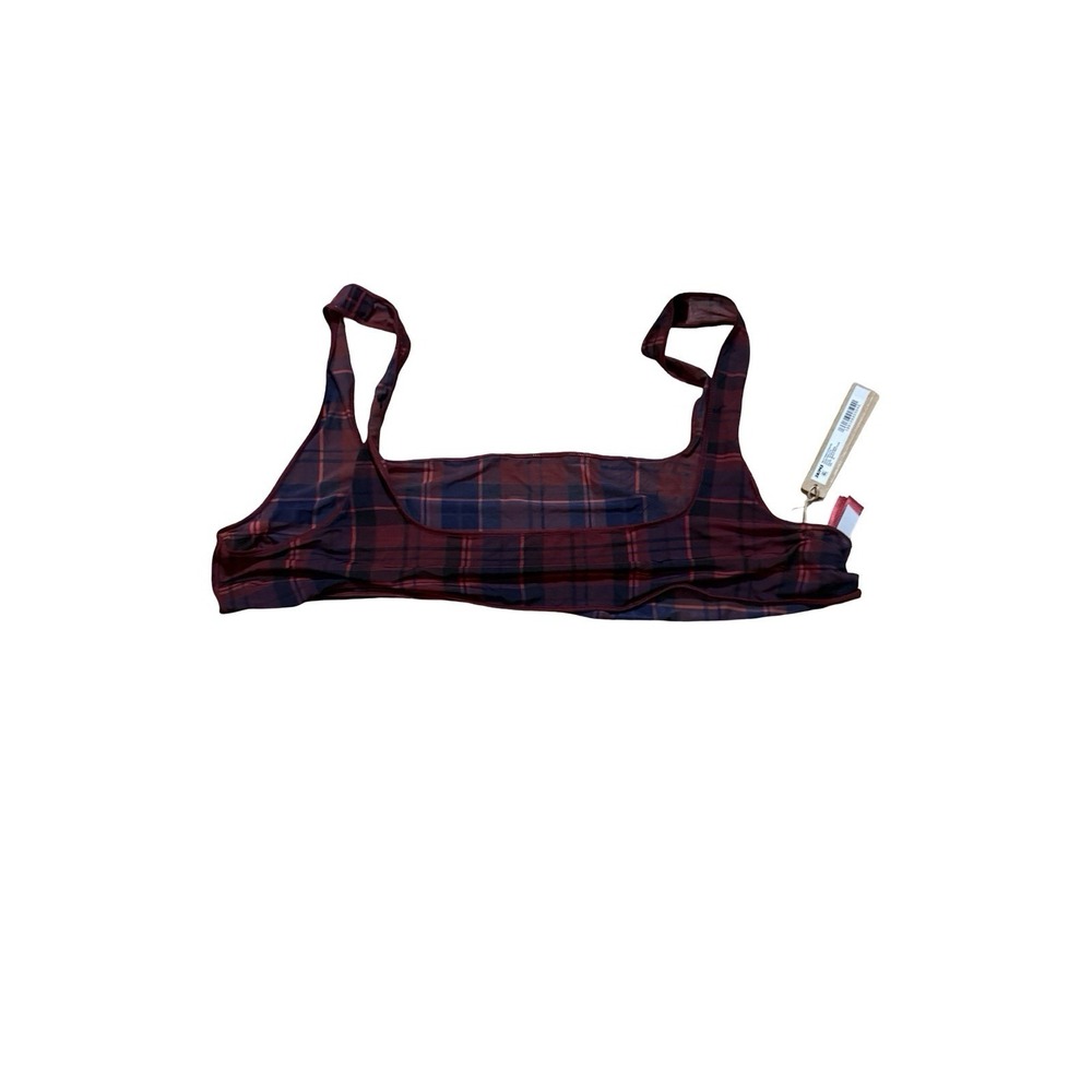 Skims Silky Sheer Intimates Scoop Bralette Merlot Navy Plaid SP-SCP-6280W 3XL - Picture 3 of 5